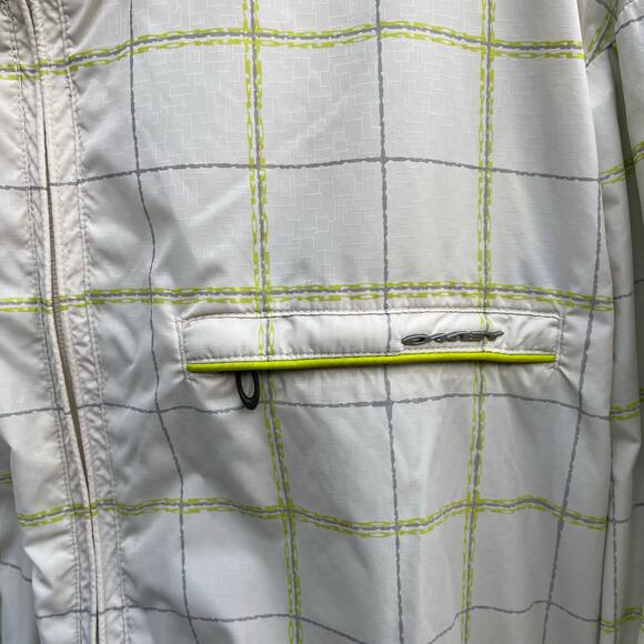 Oakley Plaid Cream Yellow Nylon Wind Breaker Outdoor Jacket Men’s XXL Hooded - Picture 4 of 10
